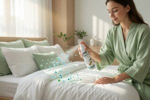 Prōtëkt Probiotic Allergen Spray used on bedding and pillows for reduced dust mites and better sleep