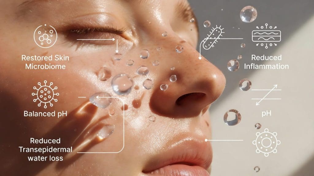 External probiotics skin MRSA – restored skin microbiome, balanced pH, reduced transepidermal water loss and inflammation
