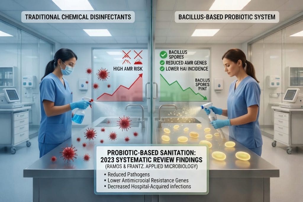 Probiotic based sanitation AMR reducing pathogens and AMR genes in built environment